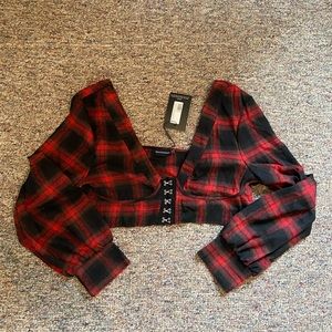 PRETTY LITTLE THING PLAID CROP TOP